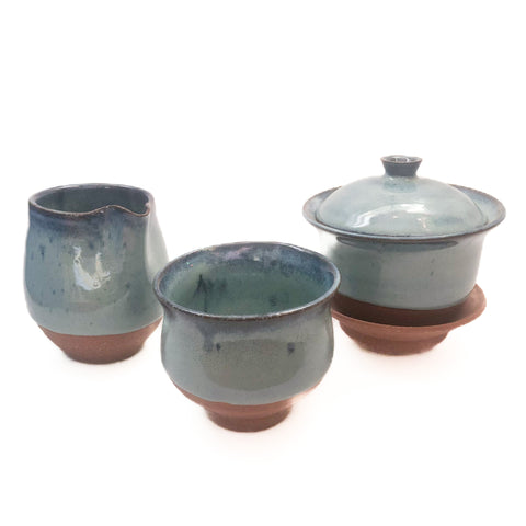 Ensemble de Gaiwan bleu crépuscule - artisan local