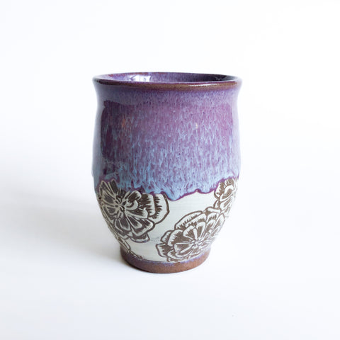 Tasse à fleurs rose -Artisan local